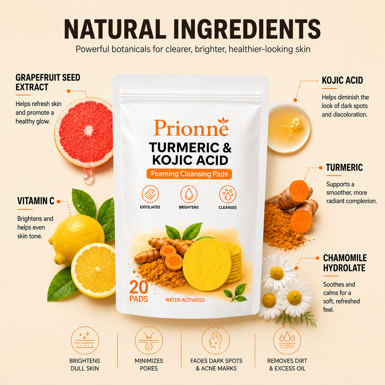 Turmeric & Kojic Acid Cleansing Pads (20 Pads)