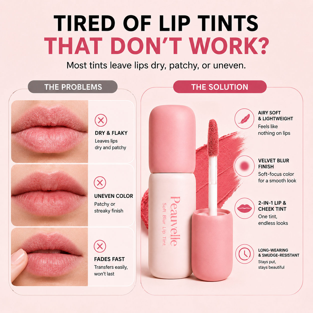 Peauvelle™ Nude Blur Tint| Soft Matte Lip Gloss