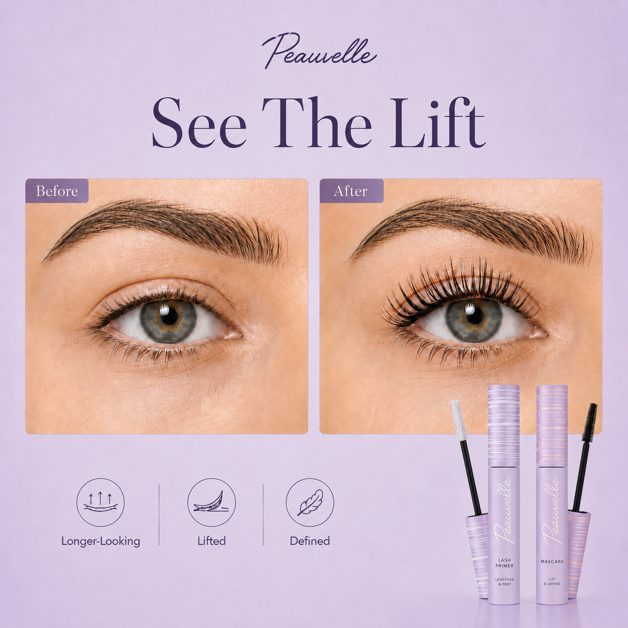 Peauvelle™ Smudge-Proof Tubing Mascara & Lash Primer Duo